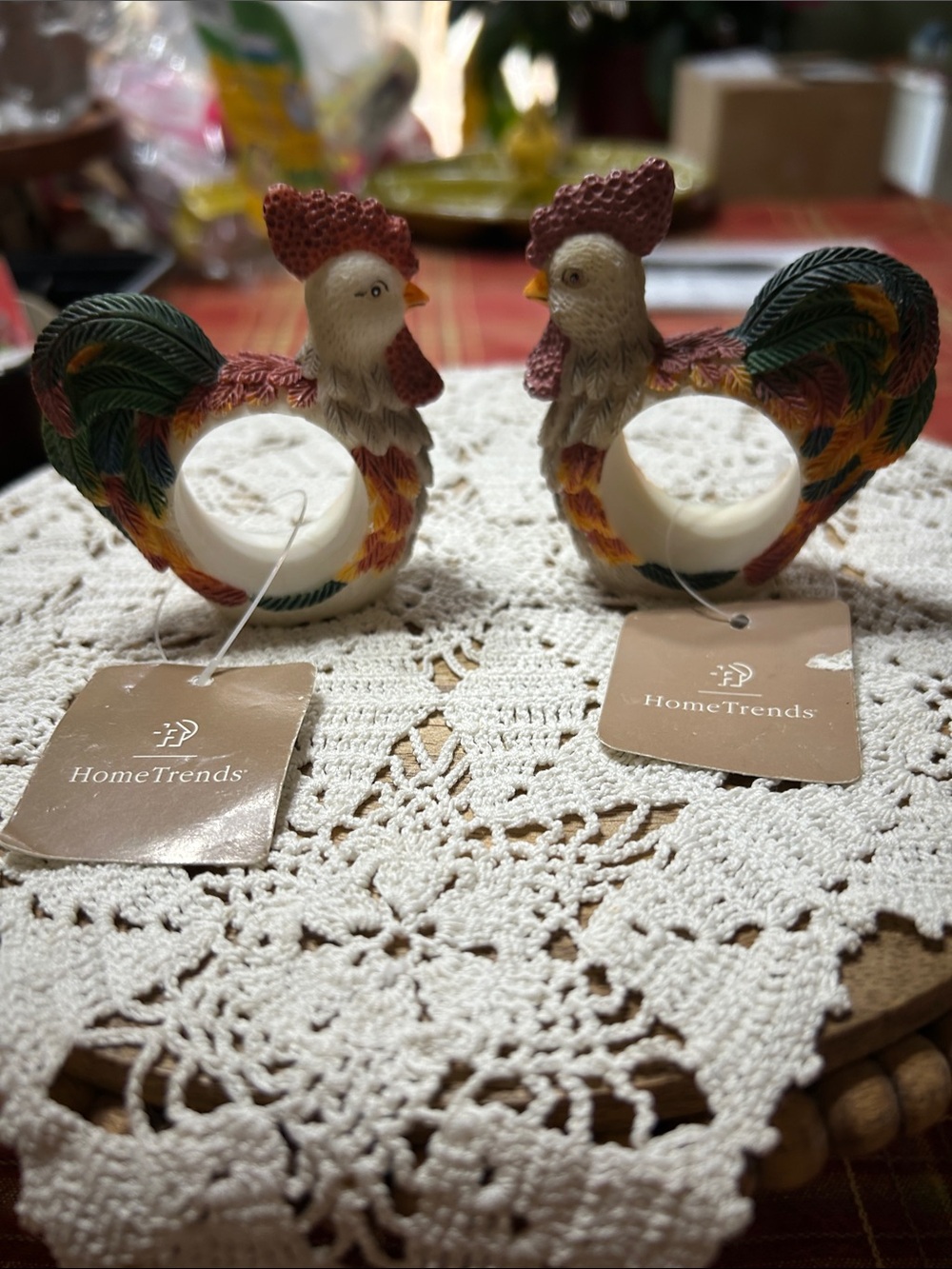 Rooster Resin Napkin Rings Home Trends Bundle of Two (2) NWT